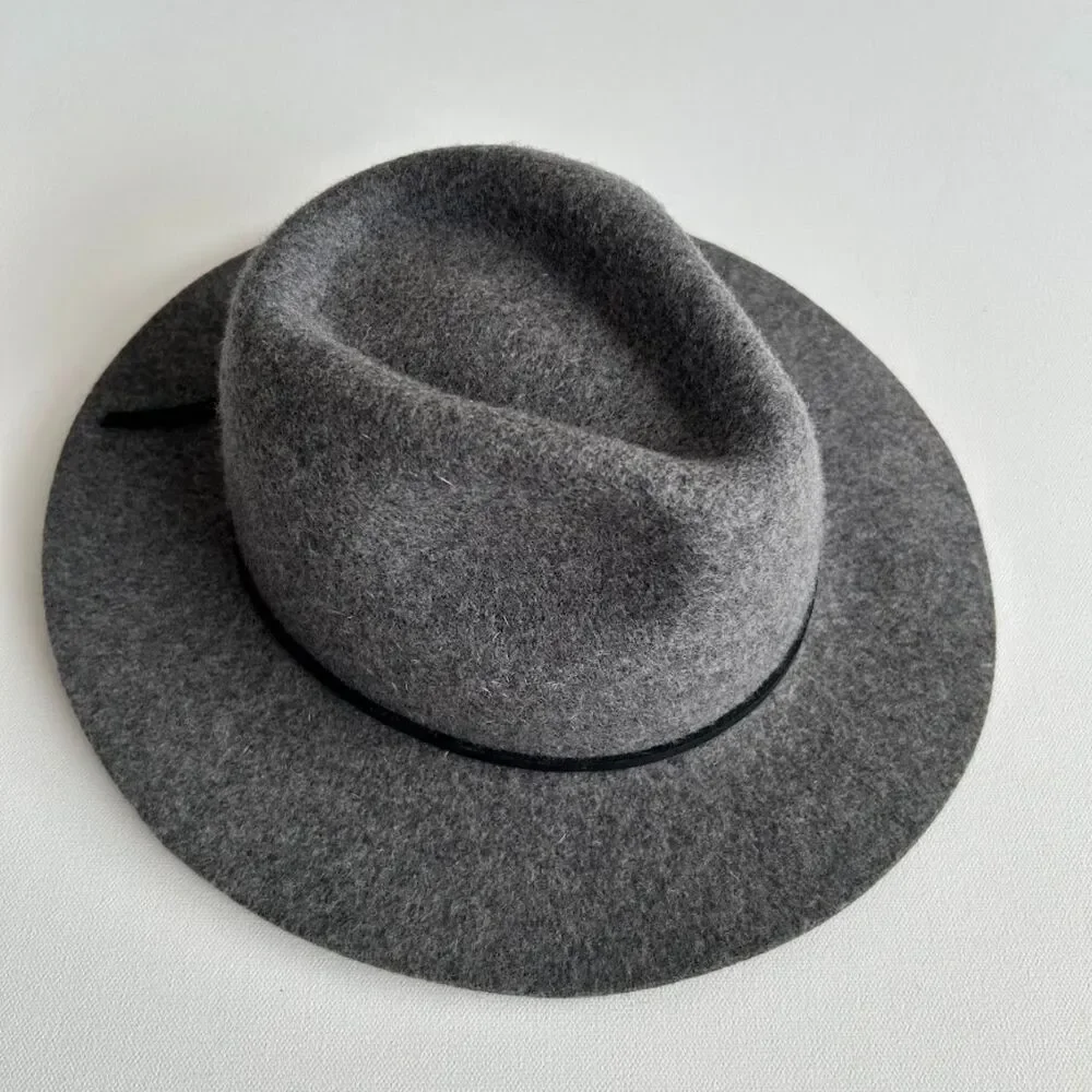Brixton Wesley Fedora Hat Size Small 7 Gray Wool & Leather Timeless Classic